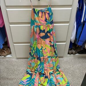 Sincerely Jules Colorful Leaf Print Maxi Dress